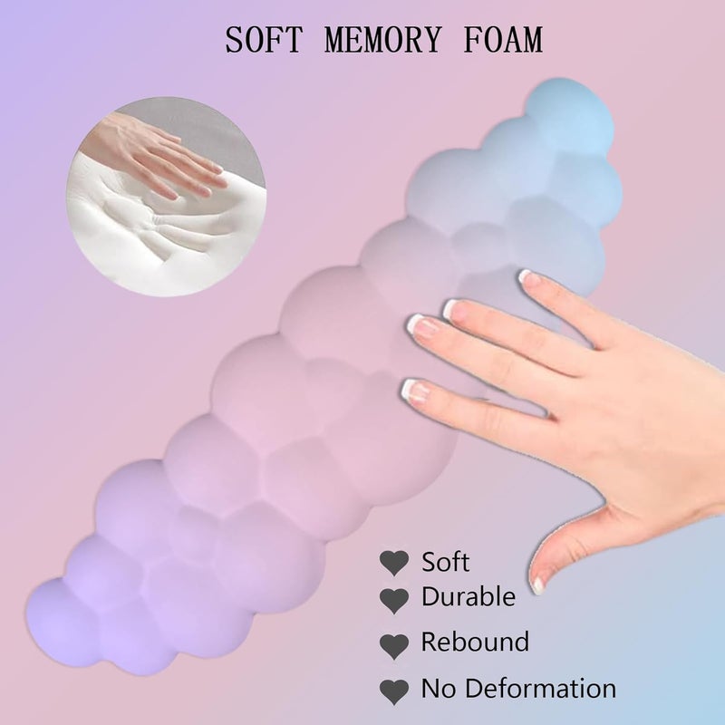 WFCYGL Cloud Keyboard Wrist Rest Mouse Pad with Wrist Rest for Computer Keyboard and Mouse Pad Set Memory Foam Cute Ergonomic Wrist Pad Support for Desk Gaming Home Office Pain Relief Pink Purple Blue - Image 4